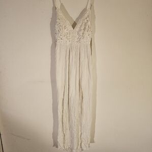 Carly Jean Los Angeles Cream Lace Maxi Dress